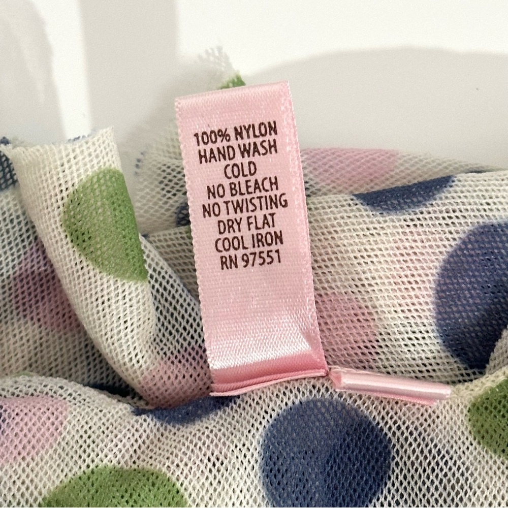 Y2K blue, green, pink and white mesh polka dot tank top with ruffles - Picture 7 of 7